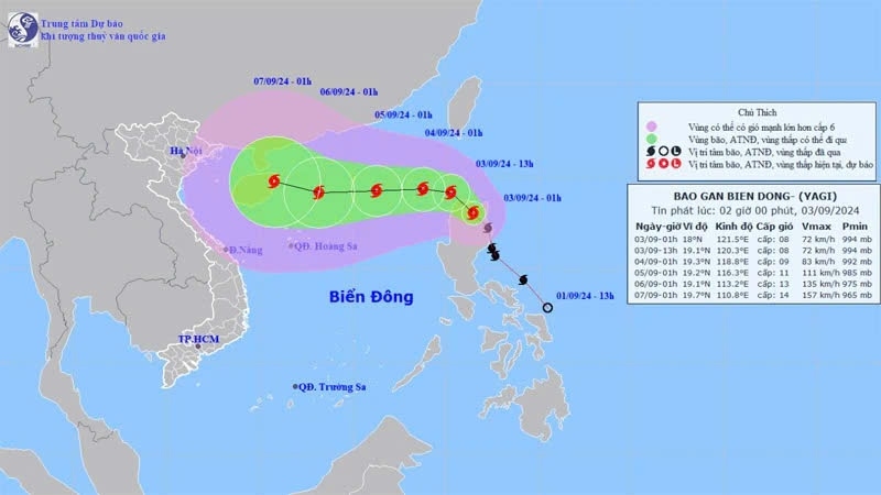 Yagi moves into East Sea on Sept. 3, likely to gain further strength